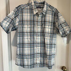 Patagonia El Ray Short Sleeve Shirt Plaid Snap Button Mens Large